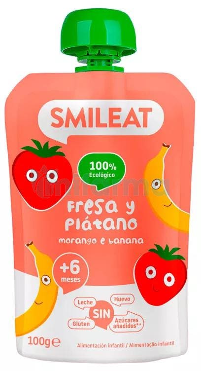 Smileat Pouch Fresa y Platano Ecologico 100 g