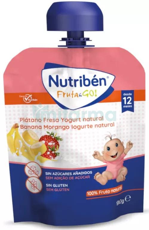 Nutriben FrutaGo Platano, Fresa y Yogurt 90g