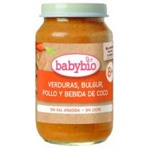 Babybio Tarrito Mis primeros Trocitos Verduras Bulgur Pollo y Bebida de Coco 8m 200 gr